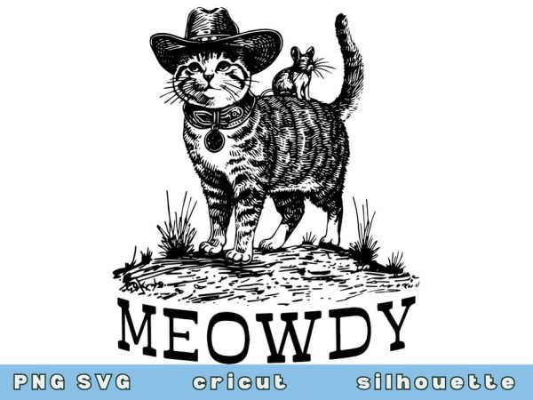 Cowboy Meowdy Cat digital illustration